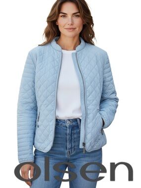 Olsen Light Blue Lightweight Quilted Jacket (M/10)